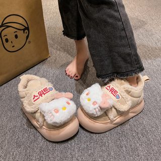 두꺼운 밑창 키높이 마술 스티커 면화녀 편안하고 귀여운 만화 보온 스노우