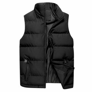 남성 가을 겨울 스탠드칼라 실크면 지퍼 조끼 빅사이즈 M-5XL Wish 아마존