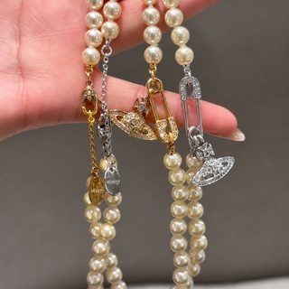 西太后土星项链女星球珍珠别针简约小众颈链配饰轻奢高级感锁骨链