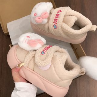 여성 도파민 컬러 벨크로 방한화 소프트 EVA 밑창 두꺼운 털안감 겨울 숏 눈