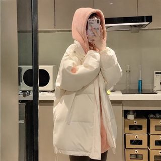 羽绒棉服女冬季加厚棉衣oversize潮冬装2024年新款学生假两件棉袄