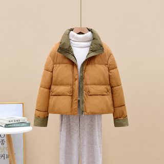 겨울 숏패딩 솜저고리 스탠드 칼라 루즈핏 캐주얼 지퍼 외투