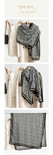 여성 롱 스카프 기하학 회자문 프린트 180x90cm 부드러운 폴리에스터 숄 머플