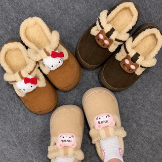 오리지널 고양이 외출 면 슬리퍼 키높이 보온 편안한 슬리퍼 외출 두꺼운