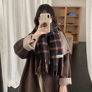 한국판 체크 겨울 스카프 여자 백합 숄 외투 수술 보온 목도리 공장 백합 ins풍 도매