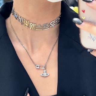 新款西太后新款大号字母链条土星吊坠项链 手链 chocker锁骨链