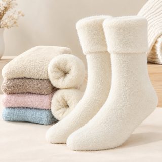 아정네 도매 양말 여성 가을 겨울 기모 가두 보온 밍크 기모 산후 양말 바닥