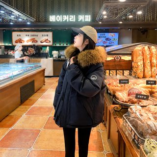 여성 겨울 작업복 패딩 점퍼 루즈핏 후드 퍼카라 방한 숏 면외투