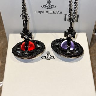 西太后立体大号雕花枪黑紫色星球项链女 ORB土星毛衣链女百搭
