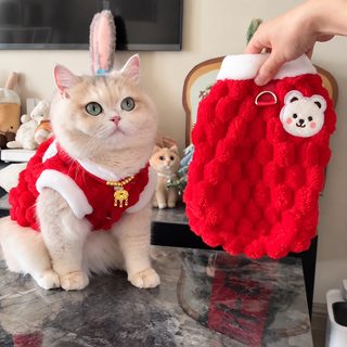 새끼 고양이 옷 겨울 새해 경사 세배복 금점층 인형 남고양이 애완동물 털