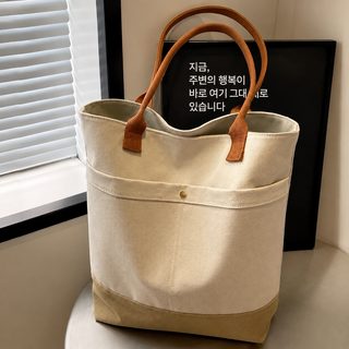 대용량 캔버스 토트백 지퍼형 출근 통근 학생 숄더백 데일리 가방