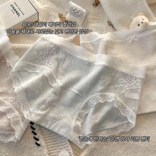 10A급 항균 여성 순면 팬티 중허리 삼각팬티 레이스 데일리 무지 면속옷