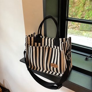 여성 통근용 대용량 스트라이프 토트백 숄더 크로스백 데일리 가방