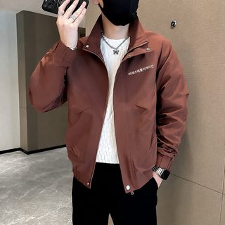 남성 봄가을 자수 지퍼 재킷 이중 안감 캐주얼 슬림핏 아우터