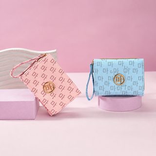 bloomlane 여성 미니 반지갑 PU 3단 카드 수납 알파벳 잠금장식 동전지갑