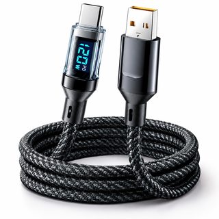 120W 고속충전 디지털 디스플레이 나일론 케이블 USB-C C타입 라이트닝 1m 2m