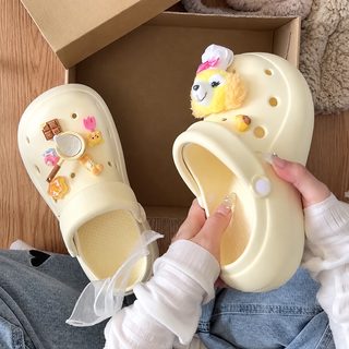 여성 EVA 키높이 클로그 샌들 미끄럼방지 통기성 펀칭 두꺼운 밑창 비치 슬
