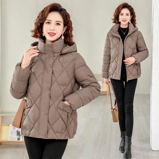 여성 겨울 웰론 숏패딩 한국 스타일 후드 루즈핏 보온 데일리 점퍼