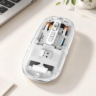 투명한 Bluetooth 마우스 무선 3 모드 2.4G 충전식 태블릿 사무용 일반 데스크탑