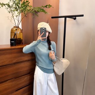 여성 반목 버튼 니트 스웨터 슬림핏 긴팔 봄 데일리 이너 상의