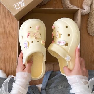 2025 봄여름 귀여운 만화 고양이 만두 EVA 통기성 두꺼운 밑창 캐주얼 구멍 슬