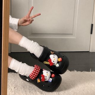 귀여운 고양이 여성 EVA 키높이 통굽 아쿠아슈즈 펀칭 앞막힘 뮬 슬리퍼