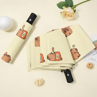 귀여운 일러스트 3단 양우산 UPF50+ 자외선 차단 8K 수동 자동 접이식 우산