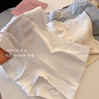10A 항균 신장산 장섬유면 여성 사각 팬티 순면 롱거싯 레이스 힙커버 데일