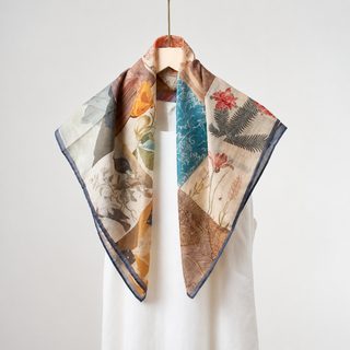 65×65cm 실크·면 혼방 여성 사각 스카프 여름용 플라워 프린트 패션 머플러