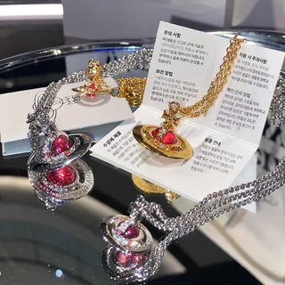 高柜版本西太后小号蓝红球项链女玻璃立体星球orb飞碟锁骨链