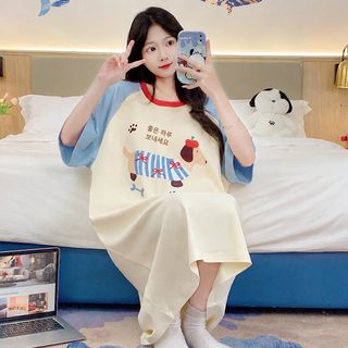 한국판 반팔 스커트 여자 여름 달콤하고 귀여운 학생 만화 플러스 사이즈
