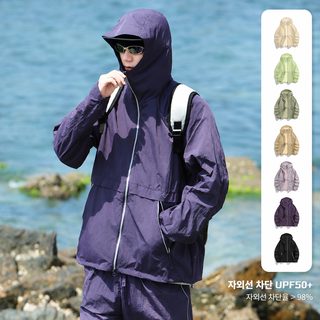 아이스 자외선 차단복 남녀 동형 UPF50 아이스 감각 자외선 방지 얇고 통기