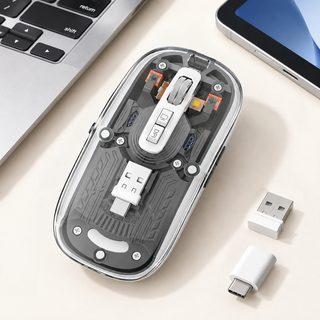 투명 3모드 무선 마우스 USB Type-C 블루투스 2.4GHz 노트북 태블릿 사무용