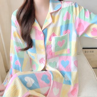 여성 파자마 봄가을 여름 구름솜 긴팔 긴바지 만화 홈웨어 세트