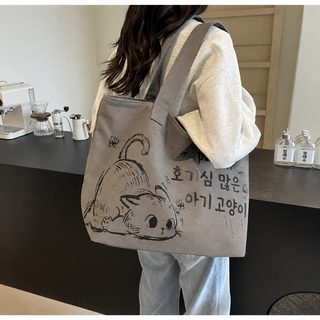 캐릭터 캔버스 가방 학생 수업 캔버스 2025 신형 캐주얼 백팩 숄더백 대용량
