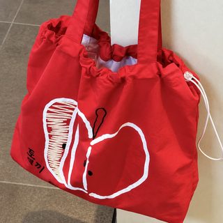 사과 신형 줄뽑기 캔버스 가방 학생 가벼운 통근 백팩 숄더 가방 소규모 대용량 심플 토트 가방