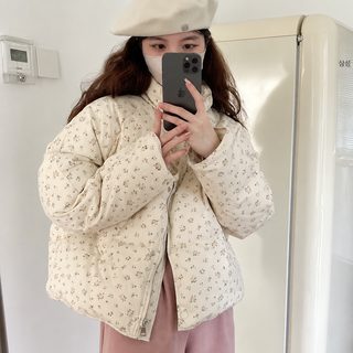 패딩 면복녀 2026 겨울 신상 작은 키 꽃무늬 짧은 면옷 상큼하고 달콤한 칼라 빵옷