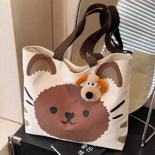 통근일계 캐릭터 ins 숄더 대용량 학생 포대 토트 백패 학생 수업 캔버스 핸