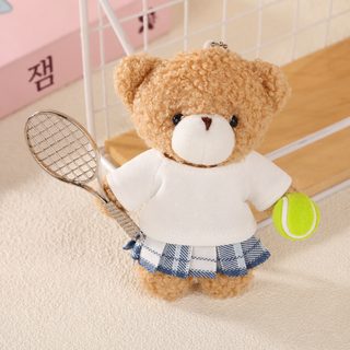 창의적인 모직 걸이 테니스 곰돌이 캐릭터 가방 액세서리 열쇠고리 귀여운 피규어 인형 학생 작은 선물