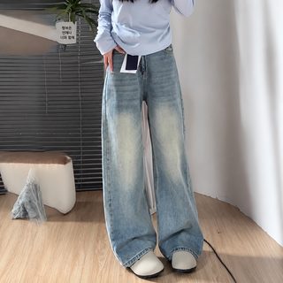 작은 키 미국식 빈티지 연한 색 와이드 팬츠 여성 하이웨스트 와이드 슬랙스 날씬해 보이는 스트레이트 통바지 드리운 느낌 드래그 롱 팬츠