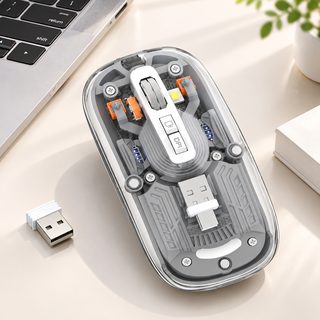 새로운 투명 자기 흡입 듀얼 헤드 수신기 무음 2.4G Bluetooth 무선 3 모드 type-c