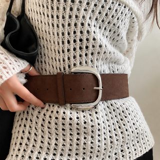 웨스턴 스타일 여성 와이드 허리벨트 레트로 원피스용 가죽 허리띠