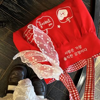 러블리 레드 애플 캔버스 토트백 여성용 대용량 숄더백 2025 신상 데일리 여