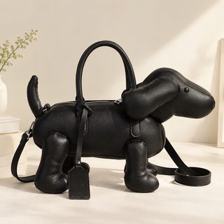강아지 모양 PU 숄더 크로스백 지퍼 핸드백