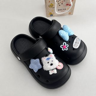 두꺼운 바닥 높이 모래사장 포두찬 슬리퍼 2025년 봄여름 신상 리본 강아지