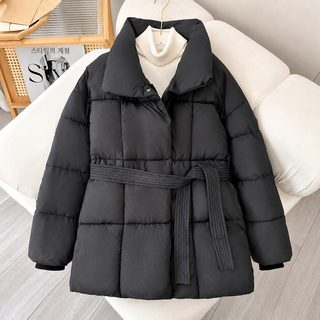 여성 겨울 웰론 패딩 하이넥 허리끈 루즈핏 캐주얼 데일리 점퍼