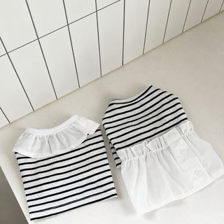 강아지 고양이 여름 스트라이프 민소매 티셔츠 원피스 의류