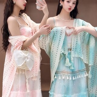 시미야 타이다이 여행용 숄 여성 여름 빈티지 에스닉 태슬 레이스 케이프