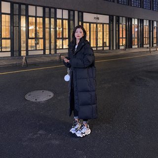 탈부착 가능한 모자 겨울 심플한 면옷 면복 여성 플러스 롱 무릎 한국판 헐