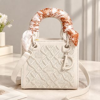 여성 PU 자수 미니 토트 크로스백